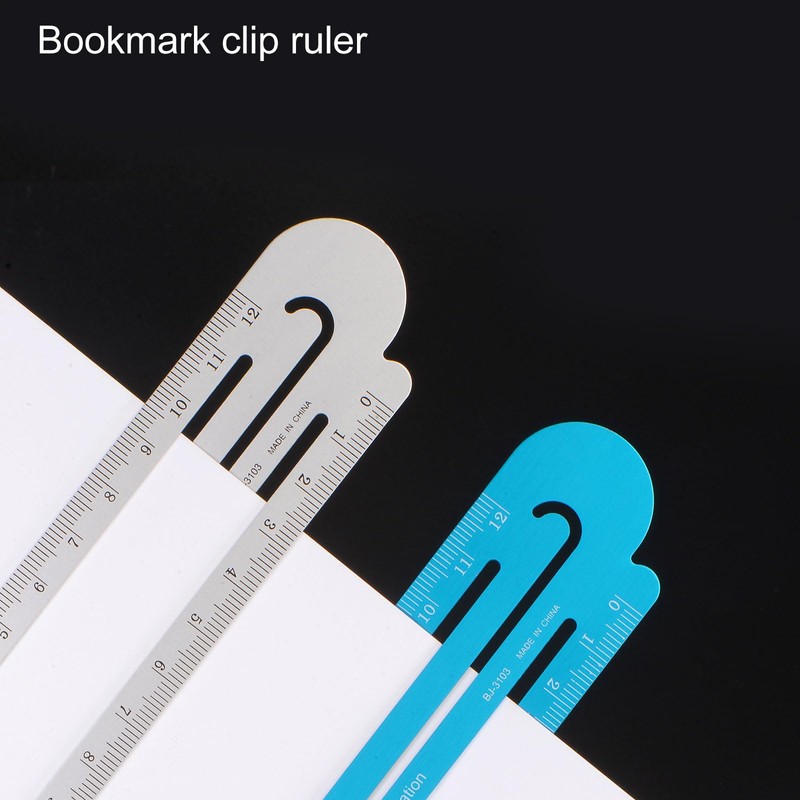sourcing map Ruler 12 cm Metric Bookmark Clip Ruler Metal