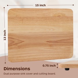 TonGass 15"x13"x3/4" RV Sink Cover with Adjustable Rubber Feet, Camping Cutting Board, Solid Oak with Food-Safe Oil Finish, Dual Purpose Sink Cover Cutting Board Add Counter Space in RV Kitchen