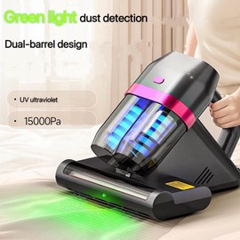 XuevoX Bed Vacuum Cleaner 500W with 14k Pa Power, 273 nm UV-C Light & Ultrasonic Heating Tech, Corded Design for Bed, Sofa, Couch, Crib - Color: Gray