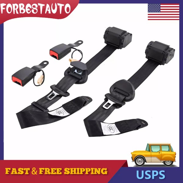 Unbranded 2 Set 3 Point Retractable Car Safety Seat Belt
