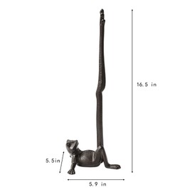 Mozhixue Frog Paper Towel Holder 16.5'' Cast Iron Paper Towel Holder Funny Toilet Paper Holder for The Floor or Counter in The Kitchen or Bathroom Bronze Rustic,Frog