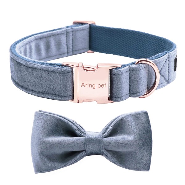 ARING PET Bowtie Dog Collar,Velvet Dog Collars with Detachable Bowtie,
