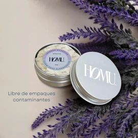 Homu | 1 Pieza Desodorante Natural Zero Waste Con Lata Lavanda Silvestre Sensitive - Fórmula para pieles sensibles (sin Bicarbonato de sodio) - Cont. 55 grs. Por pieza (1 Pieza + Lata (Lavanda Silvestre Sensitive))