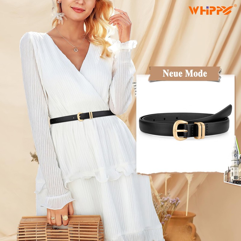 WHIPPY Women's Slim Leather Belt for Jeans Dress Thin Women's