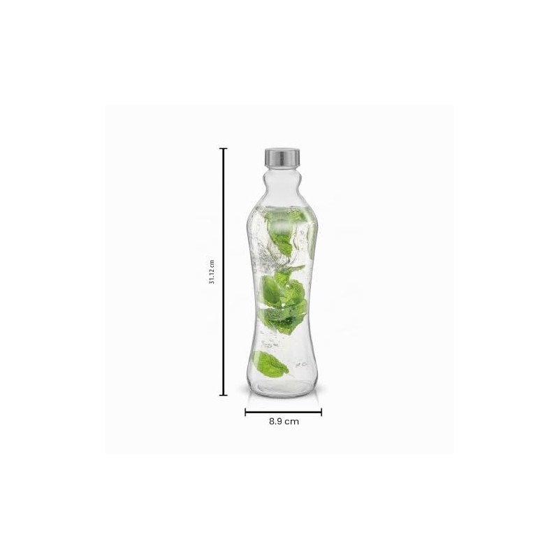 JoyJolt - Juego de 2 botellas de agua de vidrio,