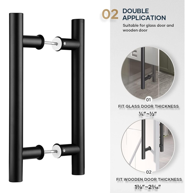 EaseLife 12" Push Pull Door Handle,Double Sided H Shape Sliding