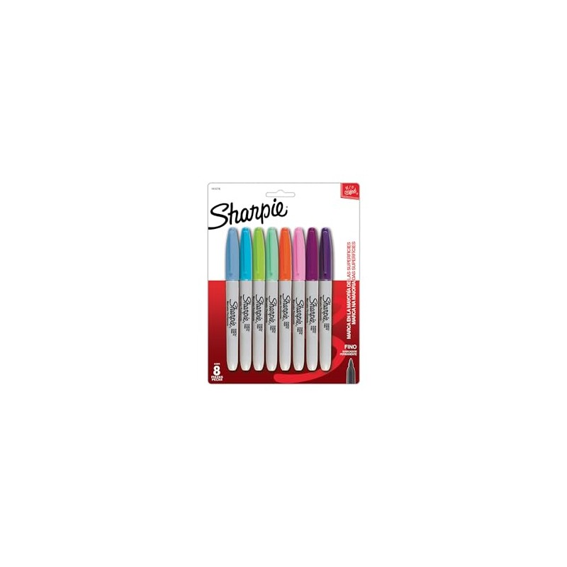 Sharpie Marcadores Permanentes, Punta Fina, Surtidos, 8 Piezas, 1812776