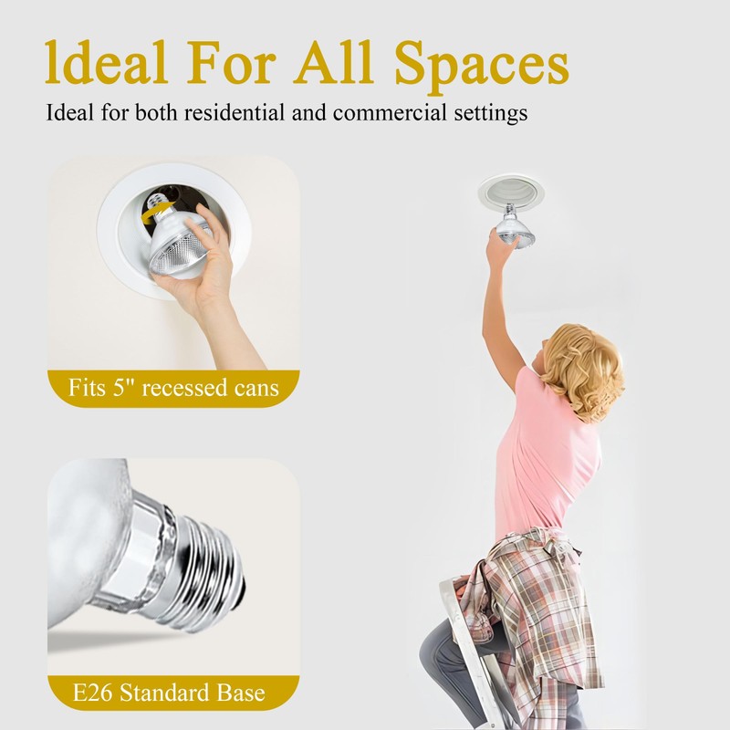 Lachesan Par30 Short Neck Halogen Flood Light Bulbs, 50W120V 2700K