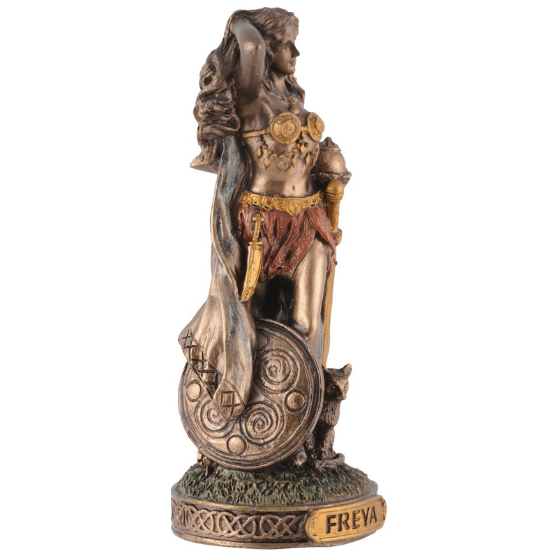 Veronese Miniature Figurine Germanic Goddess Freya Hand Painted Bronze Colour