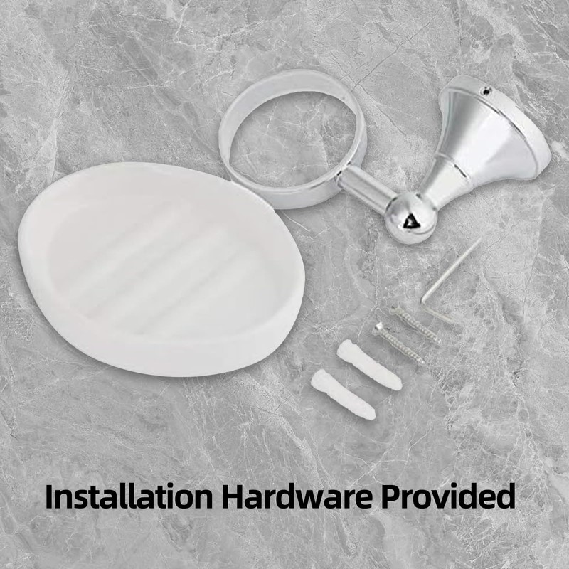 iBathUK Georgina Round Soap Dish, Stainless Steel Wall Mount Soap