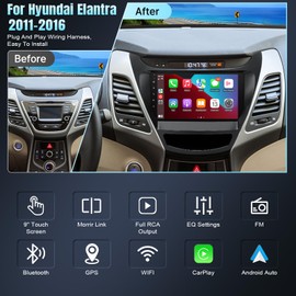 Leadfan Android Car Stereo for Hyundai Elantra 2014 2015 2016 with Carplay Android Auto Mirror Link 9 inch Touchscreen Radio FM Bluetooth WiFi GPS Navigation+ AHD Camera