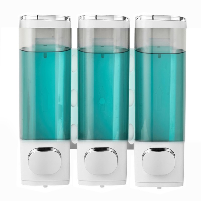 Ribech Soap Dispenser, 3 Chamber 300mL Shampoo and Conditioner Dispenser