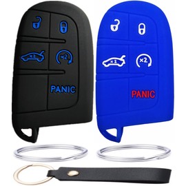 Silicone Smart Key Fob Cover Case Jacket Keyless Entry for 2018-2024 Jeep Grand Cherokee Dodge Challenger Charger Dart Durango Journey Chrysler 300