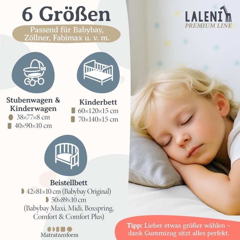Laleni Premium fitted sheets for baby cot, breathable, 100% cotton