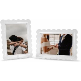 Graham Design Collective 2 Pack of 5 x 7 Clear Acrylic Scalloped Picture Frame, Magnetic Acrylic Closure