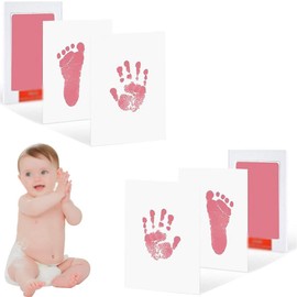 Baby Hand and Paw Shape Kit, Set of 2, Pink, Dirt-Free Ink, Baby Frame, Gift, Birthday, Growth Record, Baby Shower, 1st Birthday, Cat Dog Limb Type, Keepsake