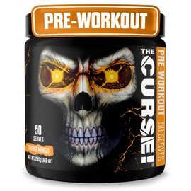 JNX SPORTS The Curse! Pre Workout Powder for Men & Women, Caffeine, Beta-Alanine, Creatine, L-Citrulline, 50 Servings, Orange Mango Flavor – Boost Energy, Strength & Focus