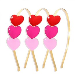 boderier 3 Pack Heart Headband Pink Hot Pink Headbands for Women Holiday Hair Accessories Gift (Red Pink Heart)