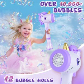 Getatoy Toys for 3+ Year Old Girls Kids: Unicorn Bubble Wand with Cool Light Gifts for Age 3 4 5 6 7 8 Years Old Kids Baby Bubble Machine for Parties Birthday for Toddler Ages 3-8