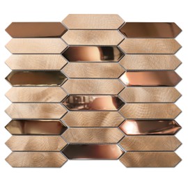 Primoon Gold Tile Long Hexagon Mosaic Tiles for Kitchen Backsplash Wall Bath Shower Floor Real Metal Tile 【5 Sheets】