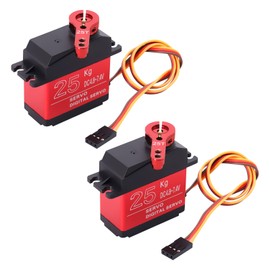 QIQIAZI Servo Motor 25 kg, 2 Pieces Servo Digital Metal, Servo Motor Digital Servo Motor RC Servo 180° for RC Aeroplane Helicopter / RC Car Boat for Arduino