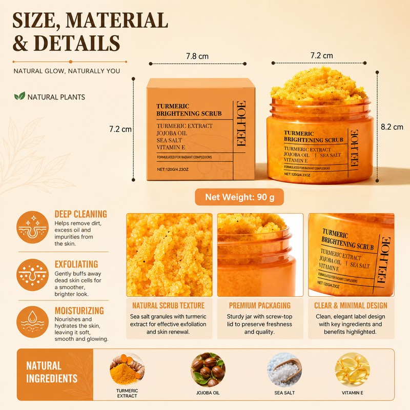 Turmeric Vitamin E Body Scrub for Exfoliating – Smoothing Moisturizing