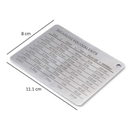 1 Piece Stainless Steel Magnetic Kitchen Conversion Chart Refrigerator Magnet Professional Measurement Conversion Chart for Cups, Tablespoons, Teaspoons, Fluid Oz and Milliliters