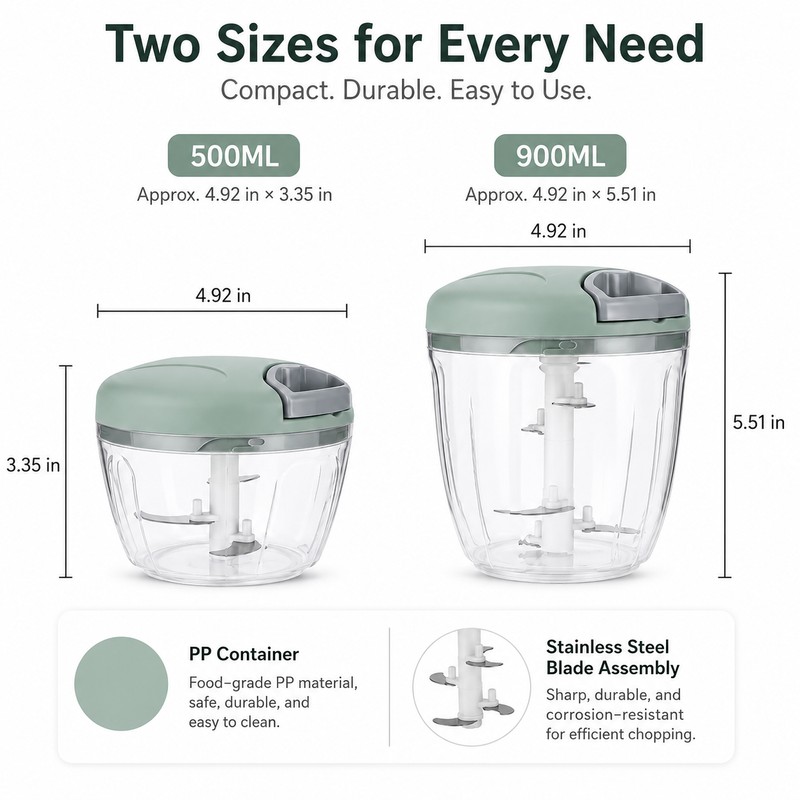 Manual Food Chopper for Vegetables and Garlic – Easy Pull