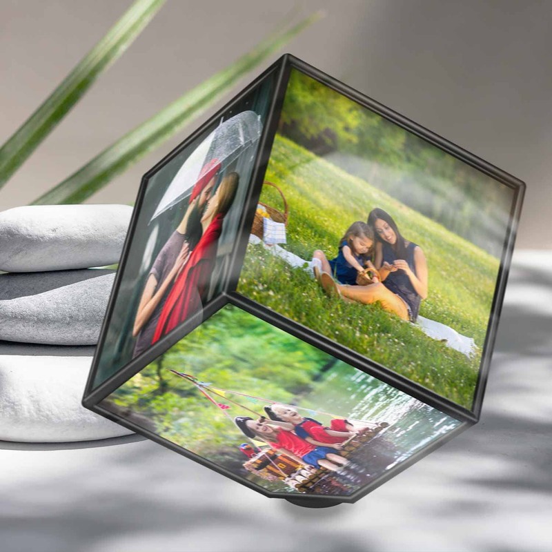 GOODS+GADGETS Rotating Photo Cube for 6 Photos Floating Picture Cube