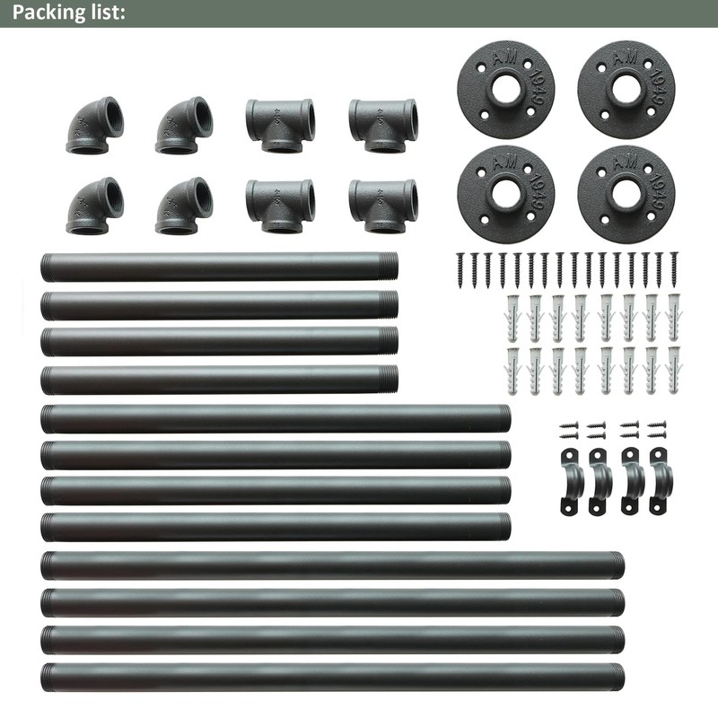 DIYHD 2 Tier Ceiling Mount Black Shelf Bracket,U Shape Pumbing