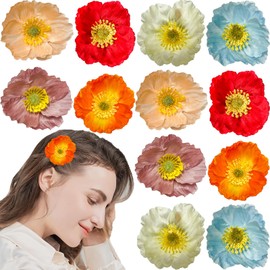 12Pcs Flower Hair Clips Wedding Flower Hair Barrettes Artificial Hair Clips Fashion Hair Accessories for Women Girls Style Birthday Mother's Day Christmas Sea Party
