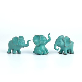 Bltnever Small Elephant Statues, Green Set of 3 Cute Home Decor, Figurine Decorative Ornaments for Living Room, Bedroom, Office Desktop, Cabinets, Unique