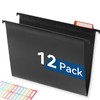 SortRax Plastic Hanging File Folders, Letter Size, 12 Pack Hanging