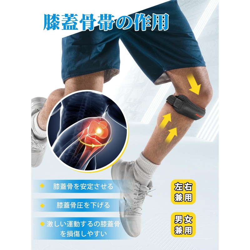 [PROIRON] Knee Strap, Gray & Orange [Pack of 2]