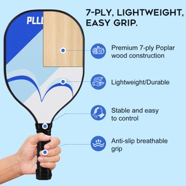 Pickle Ball Paddles Set of 4, Wood Pickleball Paddles, Cute Pikleball Paddles for Kids, Beginners, Family, USAPA-Compliant, Includes 2 Pink 2 Blue Paddles, 4 Pickleballs, Drawstring Bag, Great Gift