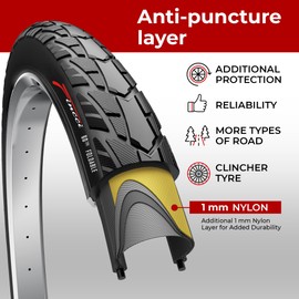 Fincci Pair 700x40c Bike Tires – Foldable 42-622 ETRTO with Nylon Antipuncture Protection, 60 TPI for Road, MTB, Hybrid, and Touring Bikes – Pack of 2