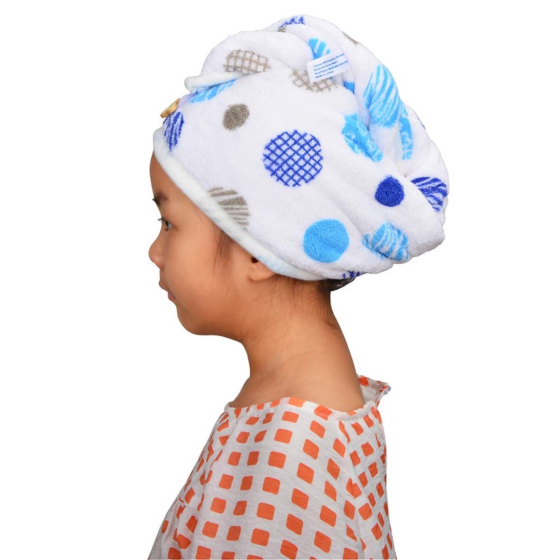 ヘアキャップ タオルキャップ ヘアドライタオル 女の子 かわいい キッズ 子供向き ドット お風呂 プール 吸水