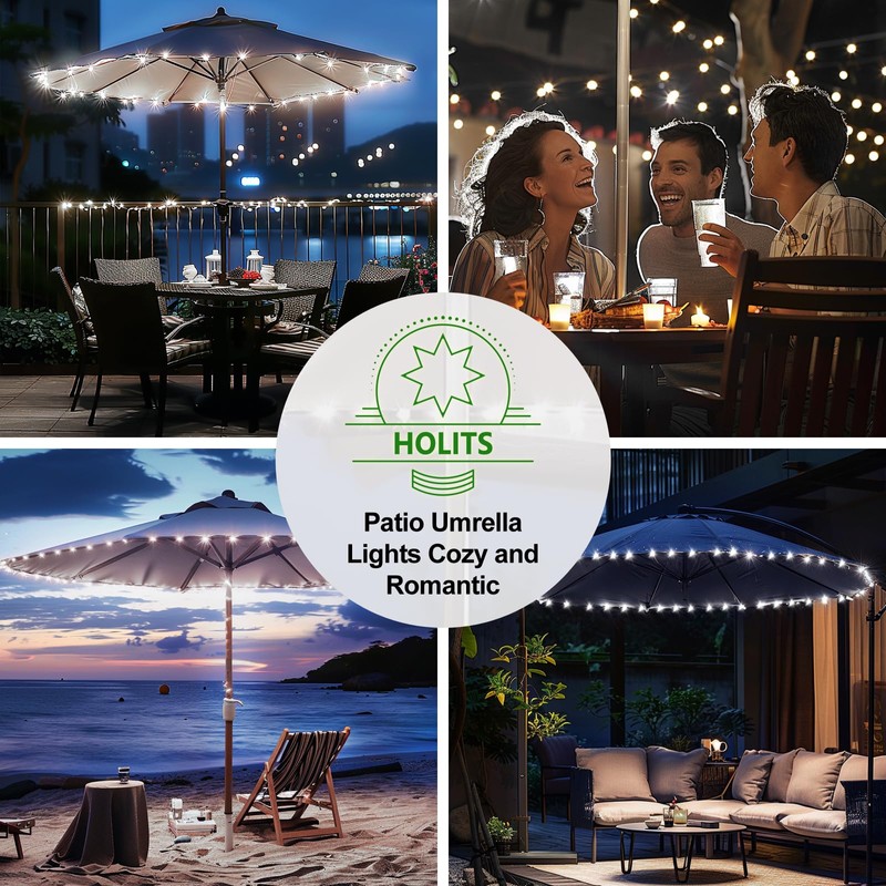 Patio Umbrella Lights Cordless LED Market Table Umbrella Lights with