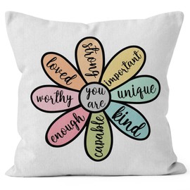 HIWX Inspirational Classroom Pillow Covers,Teacher Pillows for Classroom,You are Enough Loved Kind Inspirational Pillows Decorative Throw Pillow Covers,Classroom Dorm Nursery Bedroom Decor 18x18