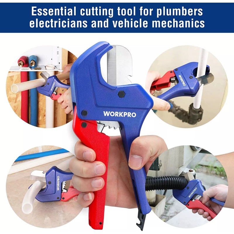 WORKPRO Ratchet PVC Pipe Cutter Up to 1-5/8" Plastic Pipe
