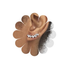 Andelaisi Boho Crystal Ear Climber Earrings Vintage CZ Crawler Stud Earrings Silver Cluster CZ Crawler Earrings Crystal Square Ear Cuff Climber Earrings Jewelry for Women(Left)