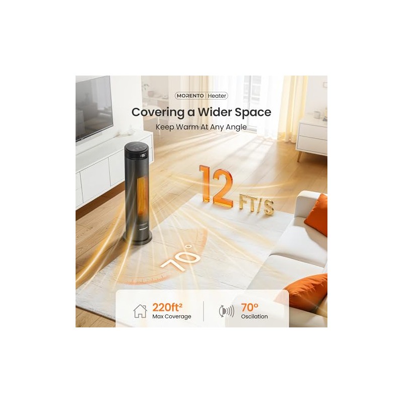 MORENTO Space Heater for Indoor Use, 1500W Ceramic Fast Heat,