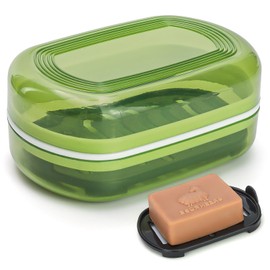 AIDIMMING Travel Soap Case, Bath Soap Holder, Bar Soap Dish with Lid for Traveling,Portable Bar Soap Container for Traveling, Camping, Gym, Bathroom (Green)