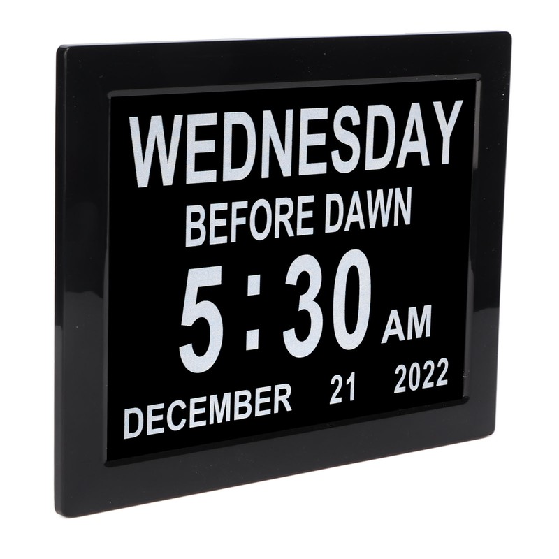 8inch Digital Day Calendar Clock Alarm Reminders Auto Dimming Large
