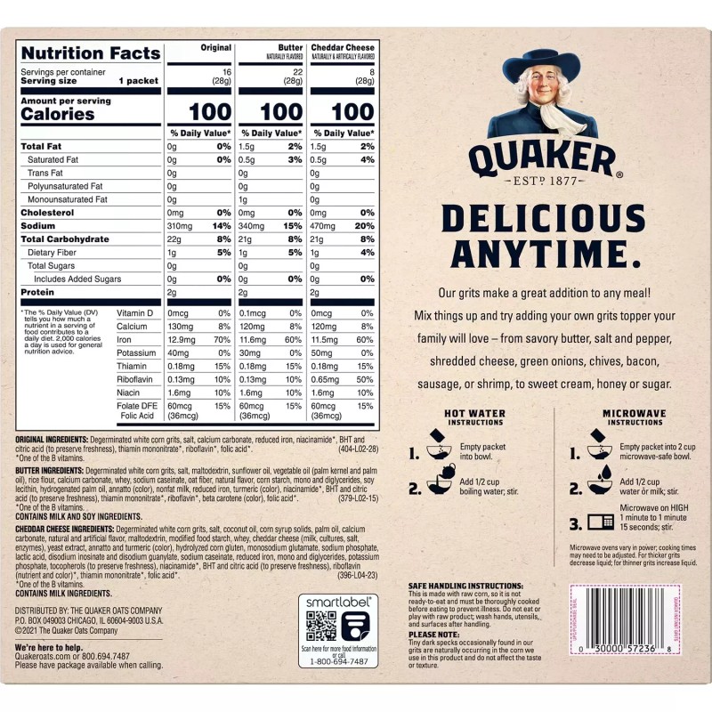 Quaker Instant Grits, Variety Pack (45.4 oz., 46 pk.) Great