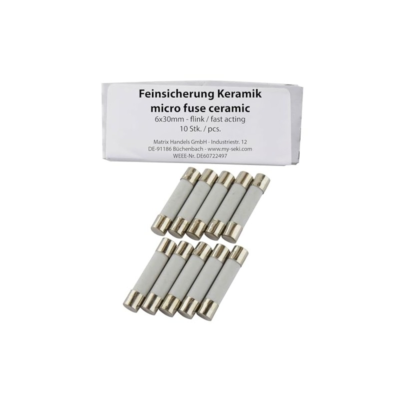 SeKi Ceramic Fuse 0.63 A (630 mA), 6 x 30
