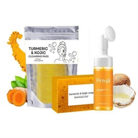 Turmeric Wash and Care 3 Piece Set, Turmeric Tablets&Cleansing Mousse&Soap，comfort Facial Cleansing Skincare Facial Cleansing Cleanser Kojic turmeric tablet - Specification: 2*pcs(C)