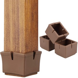 Chair Leg Floor Protectors 1.5" Chair Leg Caps 1-1/2 to 1-5/8 Inch Square Furniture Leg Caps Table Chair Feet Protectors with Felt Pads, Color Brown (16 Pack) (Fit 36mm-41mm)