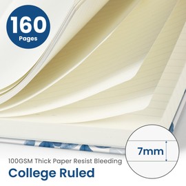 Lined Journal Notebook for Women & Men, Hardcover Leather Journal for writing, A5 College Ruled Notebook for Work & Note Taking, Perfect for Office School Home Supplies, 160 Pages, Watercolor Petal