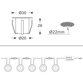 YZGWZLD Terrace Recessed Spotlight Patio Lighting RGB Set of 1 LED Recessed Floor Spotlight 30 mm IP67 Waterproof for Outdoor Indoor Garden Wooden Bridge Pool Wooden Deck Including Power Supply Mini